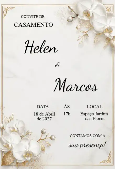 Convite Convite de casamento editável – tema Aniversário floral, clássico, minimalista, elegante, moderno
