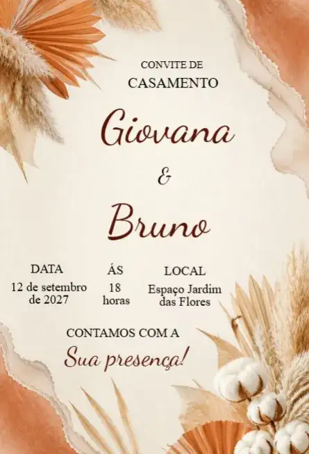 Convite de casamento editável