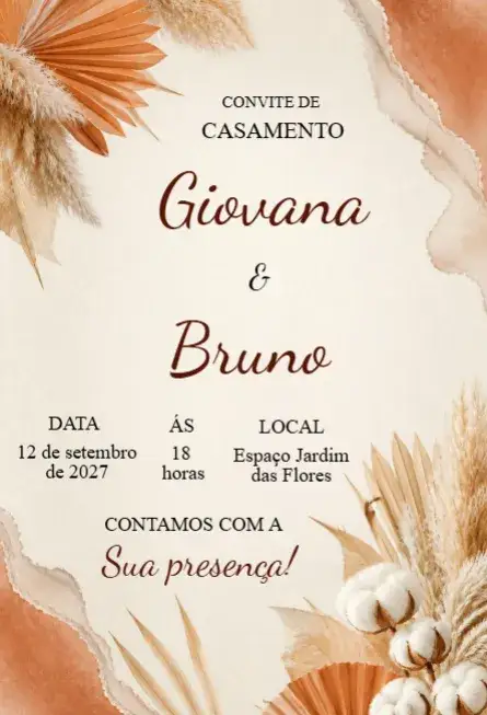 Convite Convite de casamento editável – tema Casamento floral, clássico, minimalista, romântico, moderno