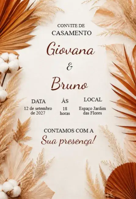 Convite Convite de casamento editável – tema Casamento floral, minimalista, elegante, clássico, moderno