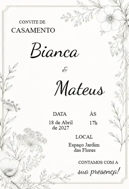 Editable Floral Wedding Invitation