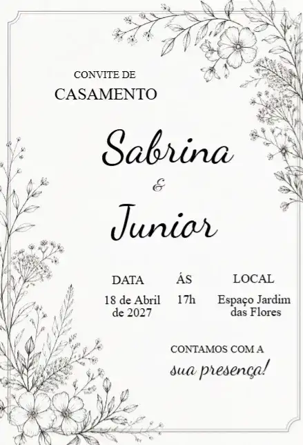 Convite de casamento minimalista editável