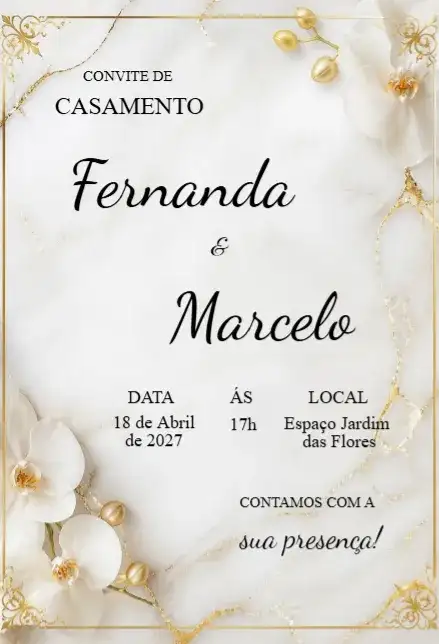 Convite de casamento minimalista editável