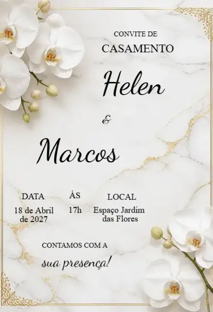 Convite de casamento minimalista editável