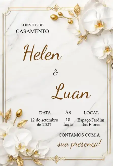 Convite de casamento minimalista editável