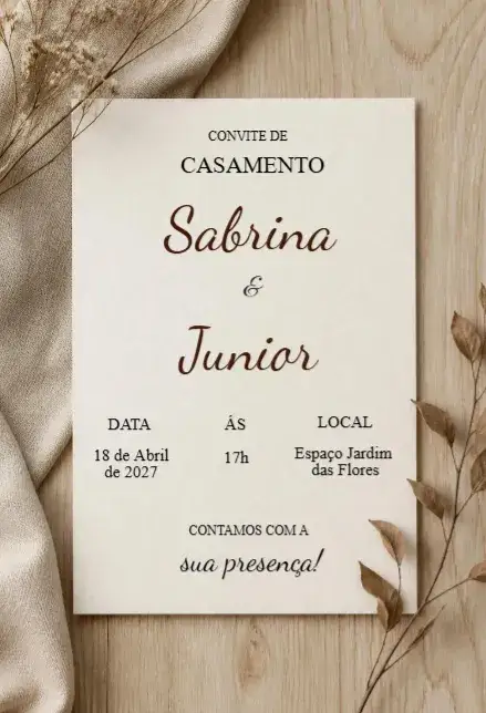 Convite Convite de casamento minimalista editável – tema Casamento minimalista, elegante, neutro, clean, moderno