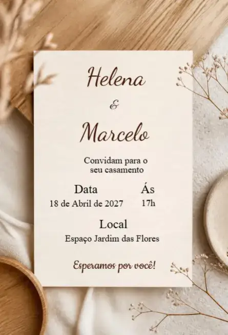 Convite Convite de casamento moderno editável – tema Casamento moderno, minimalista, floral, elegante, clássico