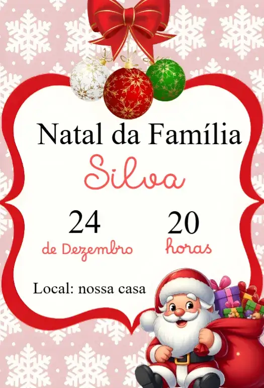 Convite Convite de Natal – tema Datas Comemorativas festivo, tradicional, moderno, colorido, minimalista, dourado