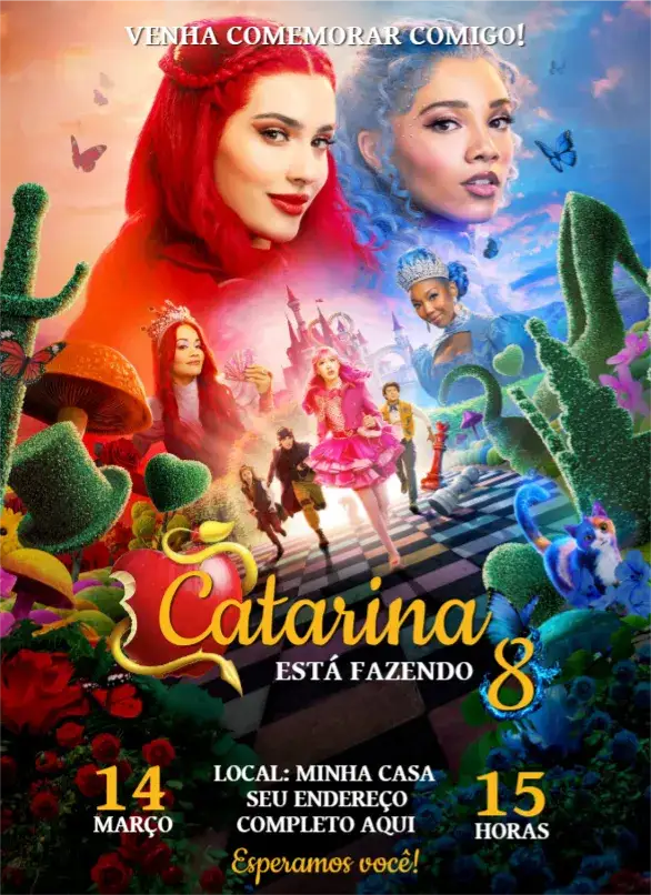 Convite Convite Descendentes 5 – tema Aniversário colorido, moderno, temático, mágico, divertido, fantasia