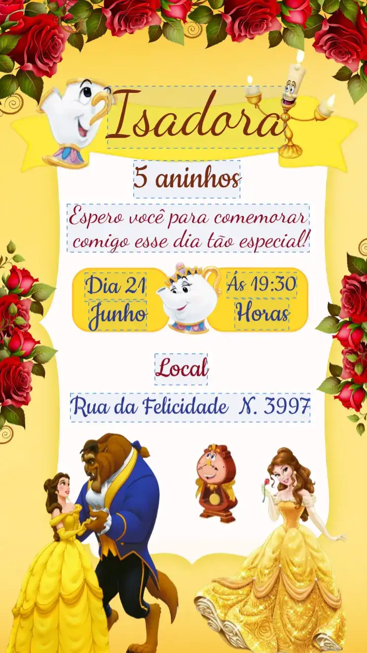 Convite Digital A Bela e a Fera