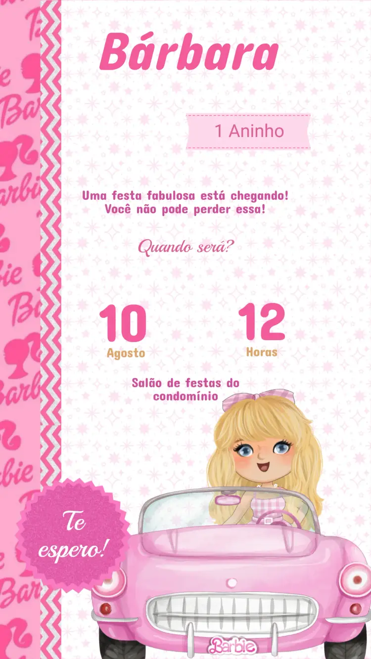 Convite Digital Aniversário Barbie