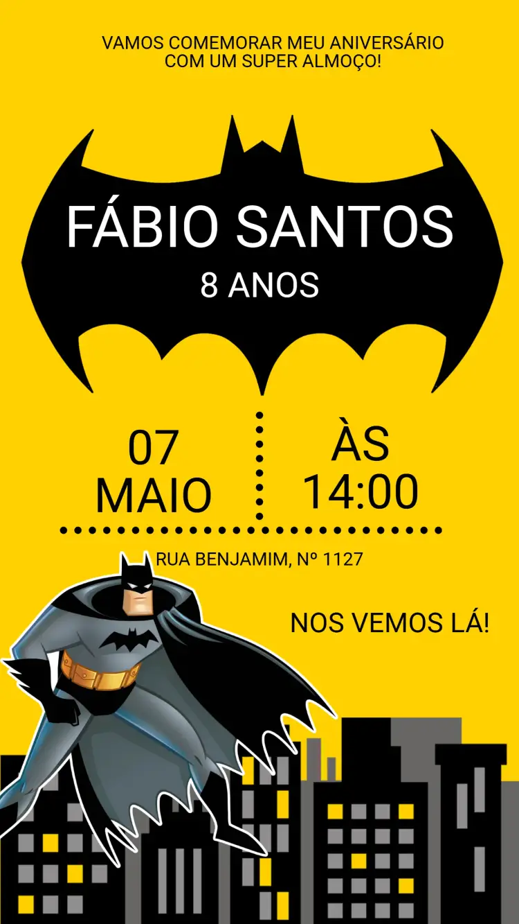 Convite Digital Aniversário Batman
