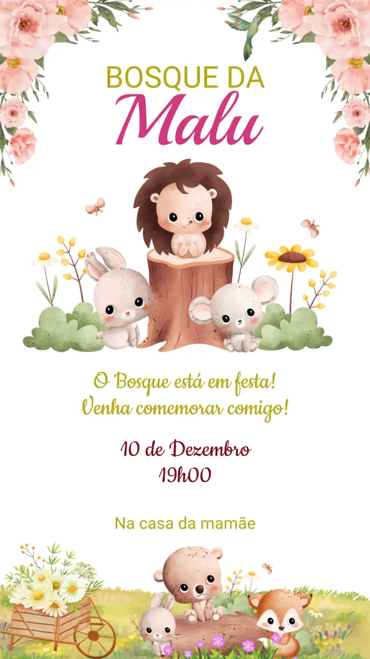 Convite Digital Aniversário Bosque Encantado