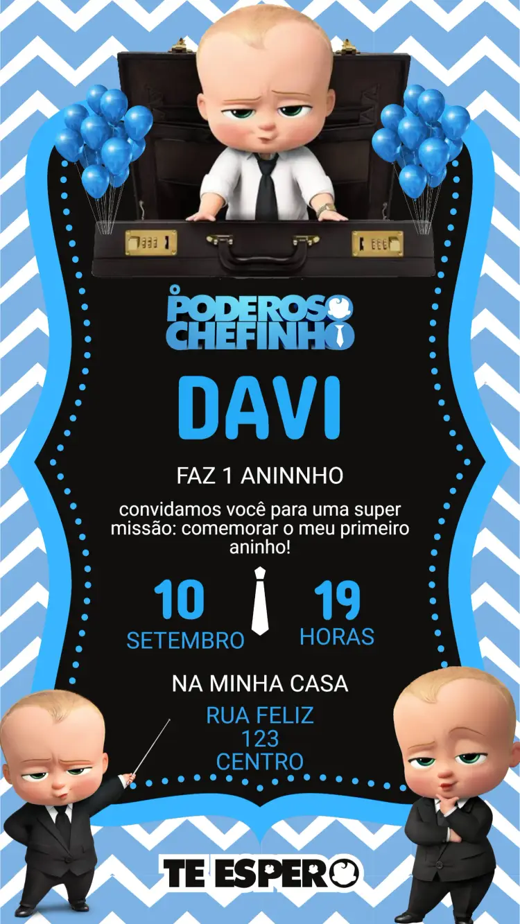 Convite Digital Aniversário Poderoso Chefinho