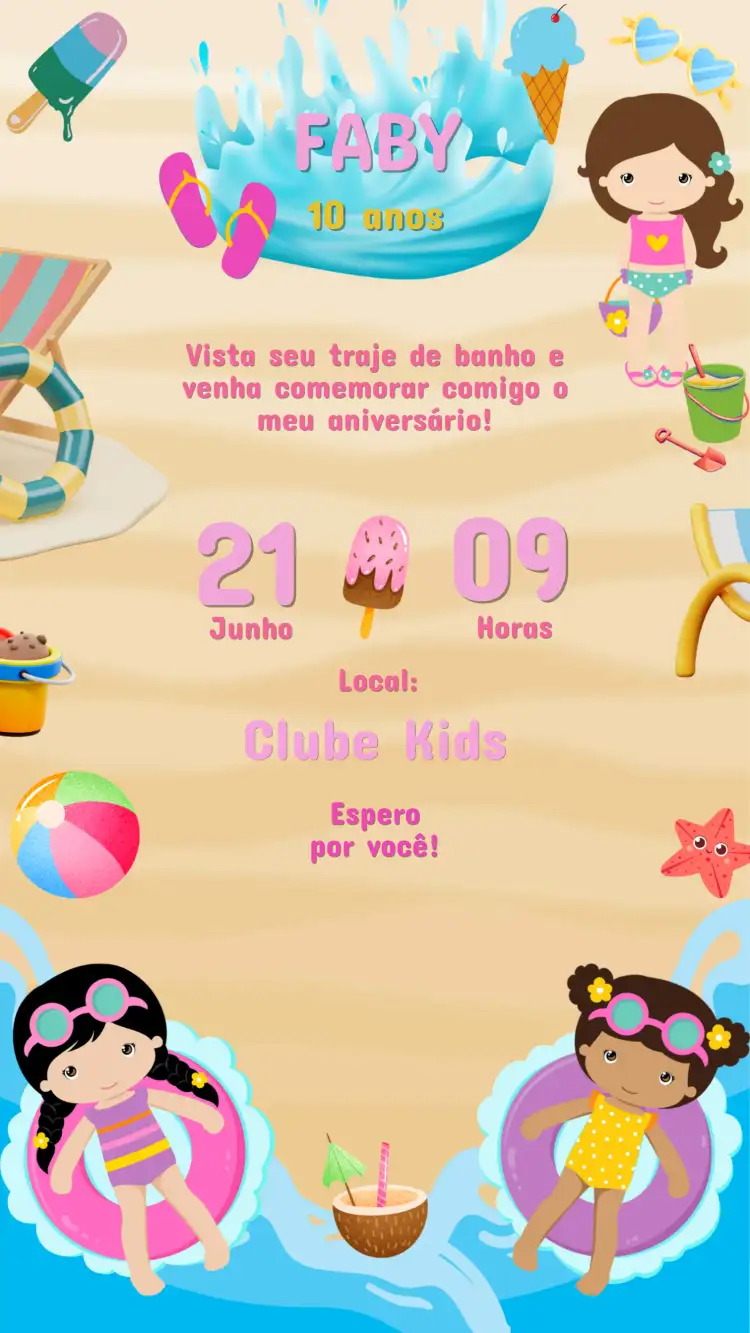 Convite Digital Aniversário Pool Party