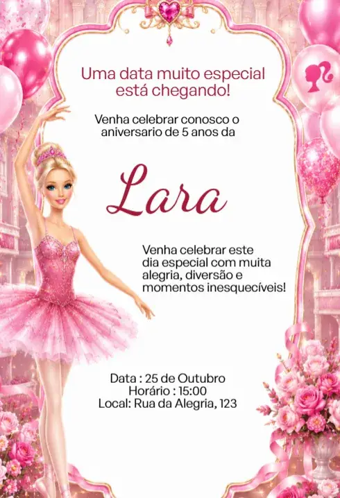 Editable Luxury Pink Ballerina Digital Invitation
