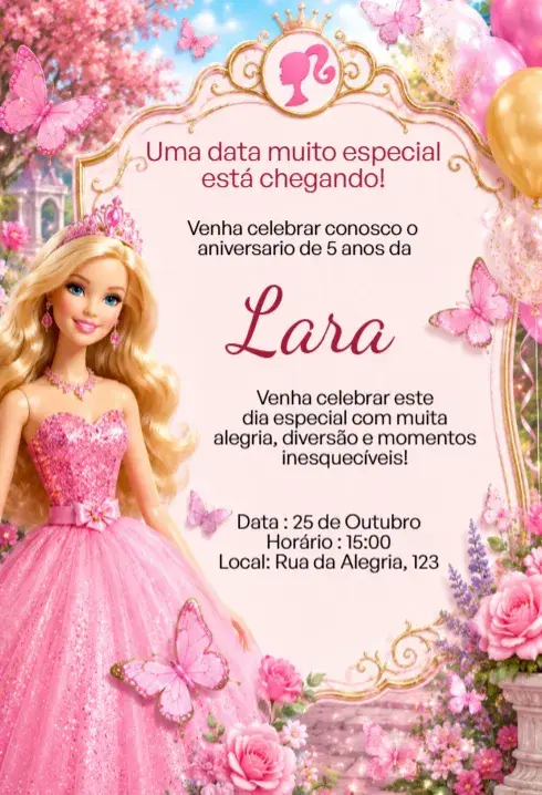 Editable Barbie Enchanted Garden Digital Invitation