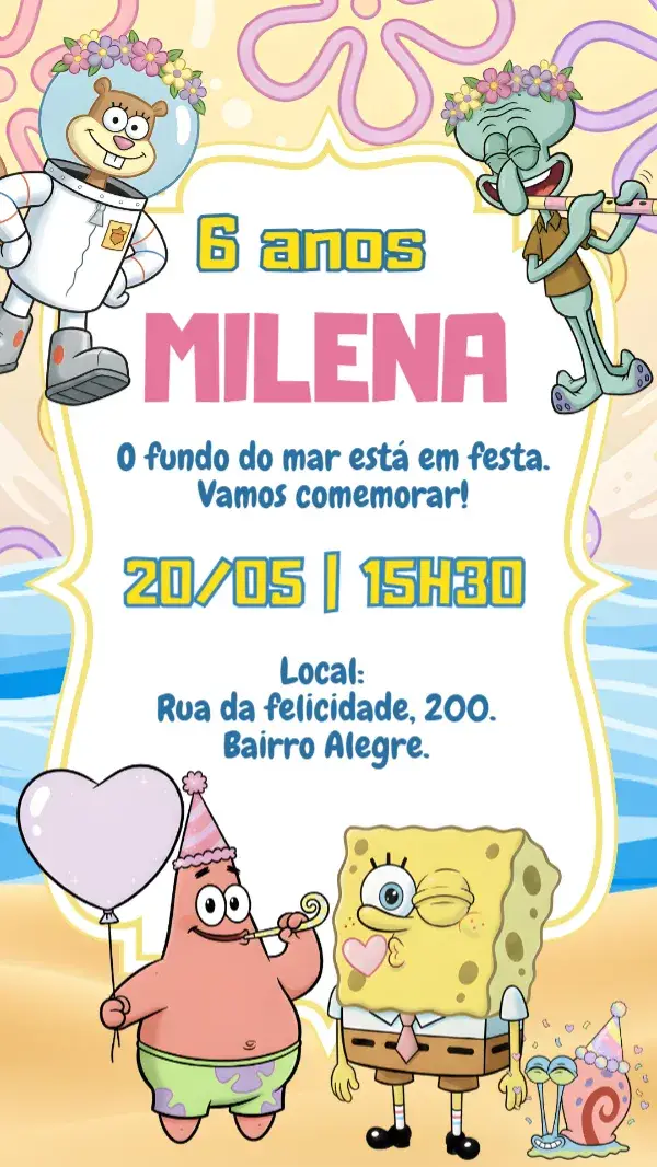 Pink SpongeBob digital invitation