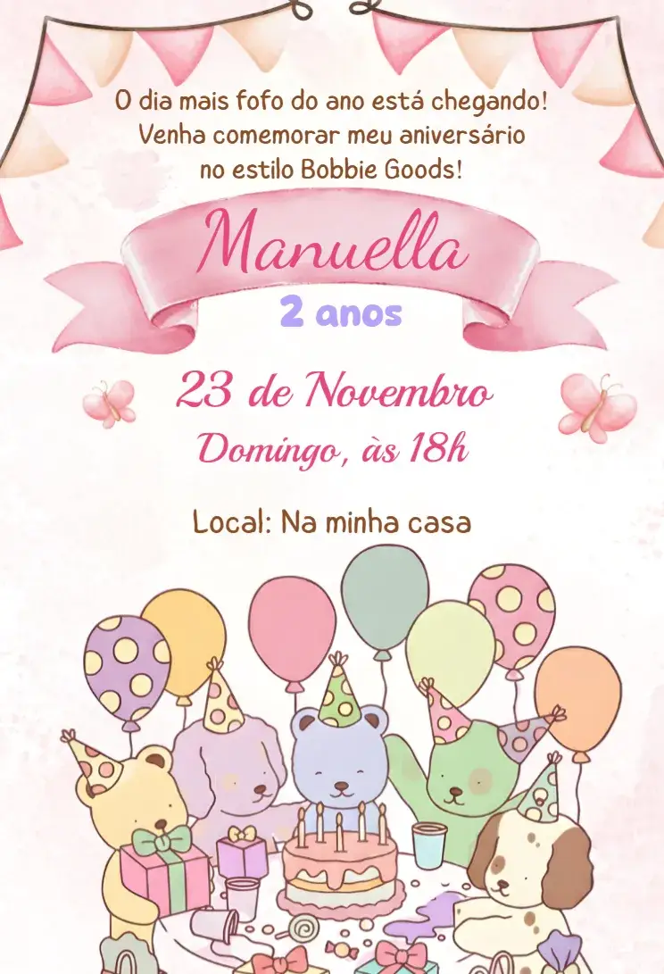 Convite digital bobbie goods candy color