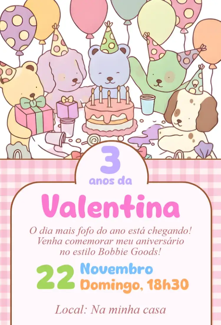 convite digital bobbie goods candy color