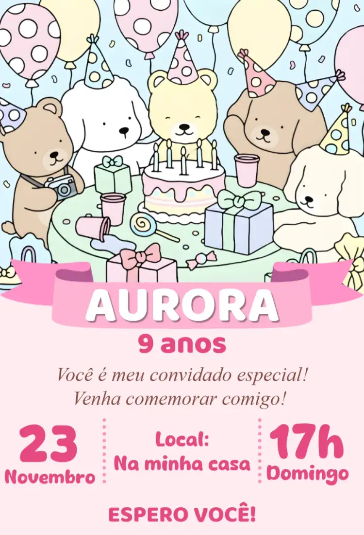 Convite convite digital bobbie goods candy color – tema Aniversário candy color, kawaii, pastel, moderninho, aesthetic