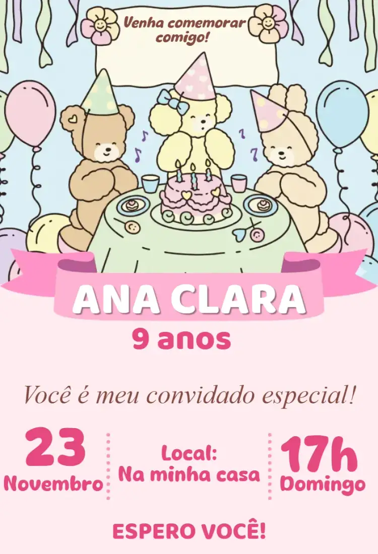 Convite convite digital bobbie goods candy color – tema Aniversário candy color, kawaii, pastel, moderno, fofo, aesthetic