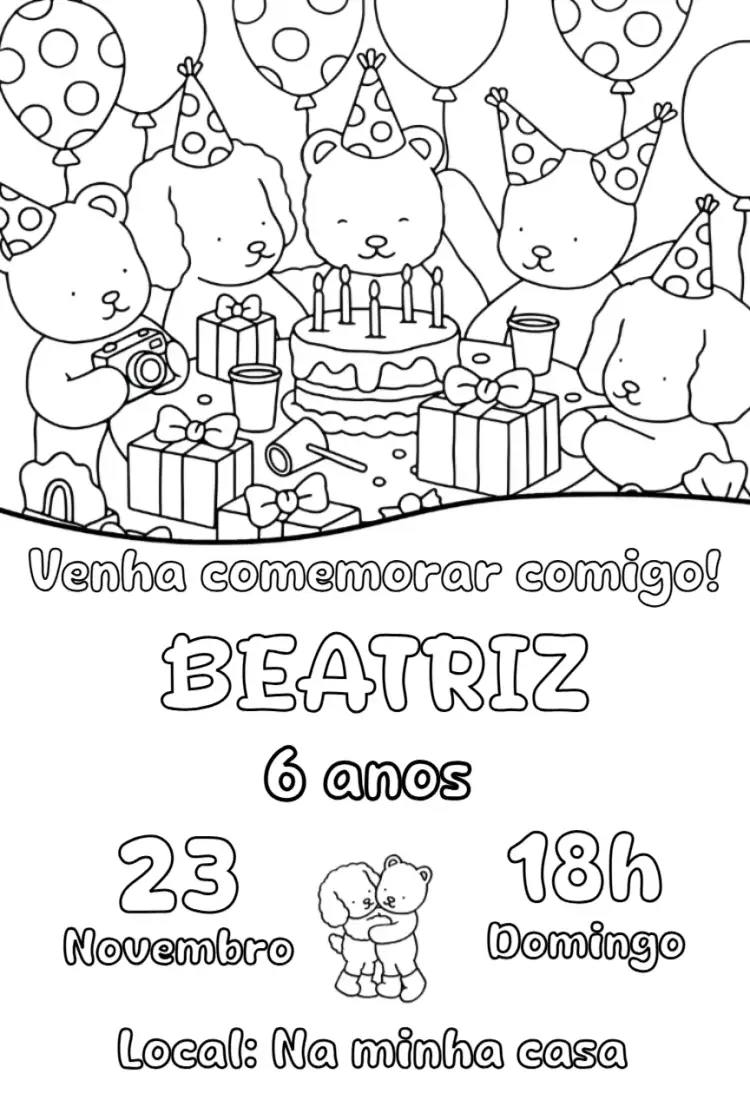 convite digital bobbie goods para colorir