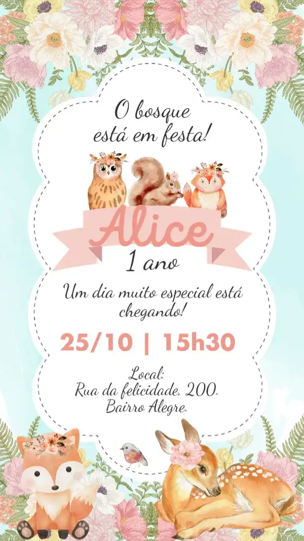 Invitación digital Bosque encantado acuarela