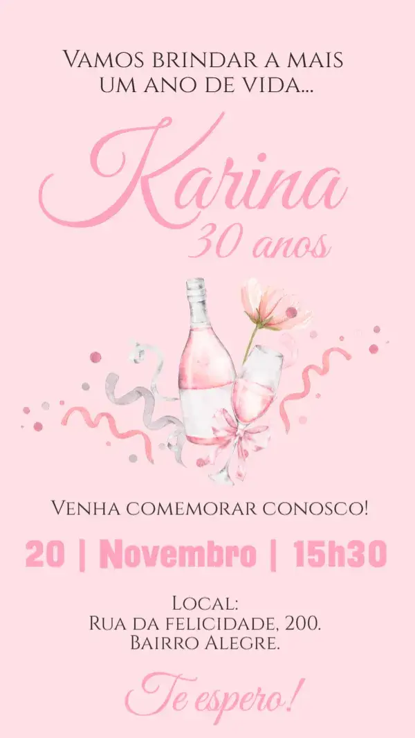 Invite Digital watercolor pink flower gift invitation editable and customizable