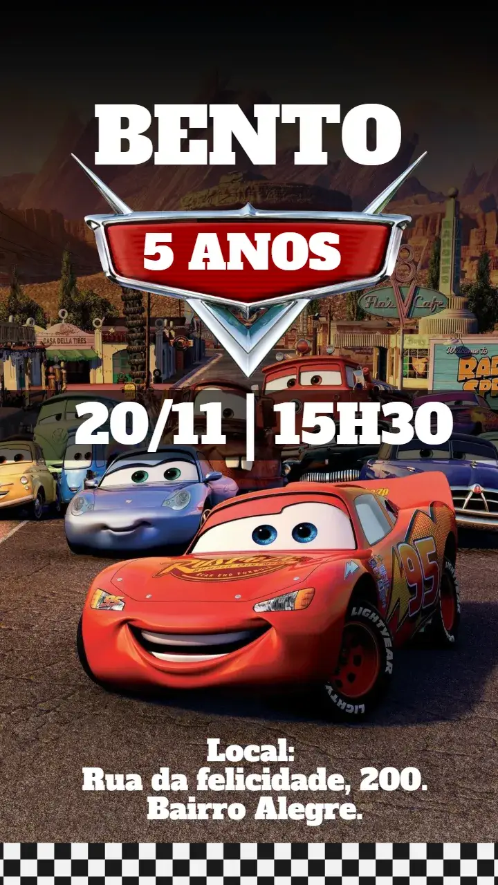 Digital Invitation Disney Cars
