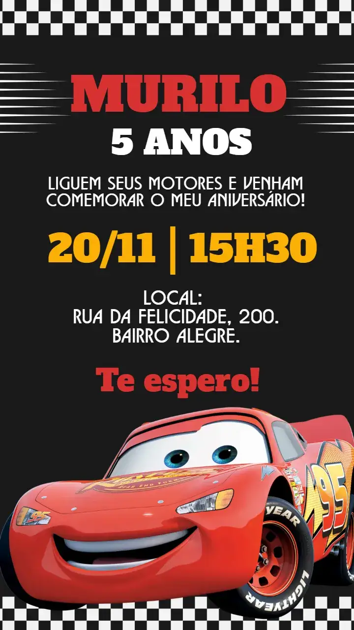 Invitation Digital Invitation Disney Cars – Kids' Birthday Party theme colorful, fun, themed, childlike, lively