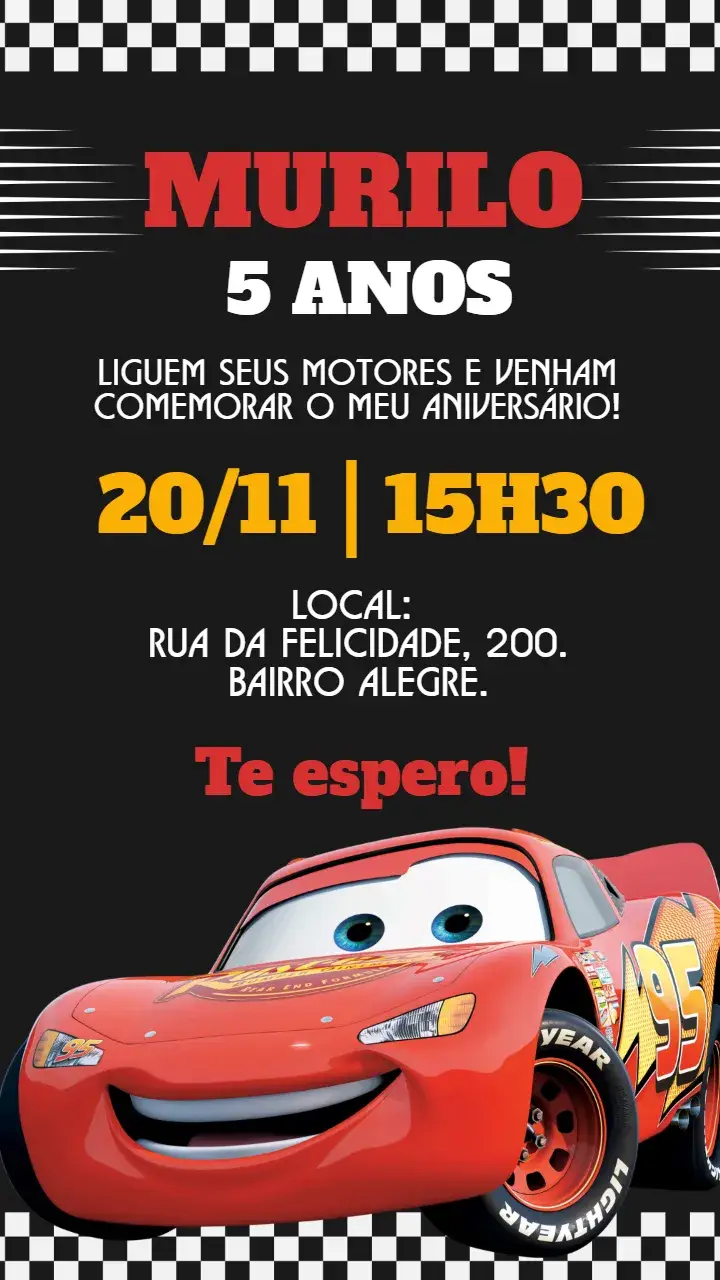Digital Invitation Disney Cars