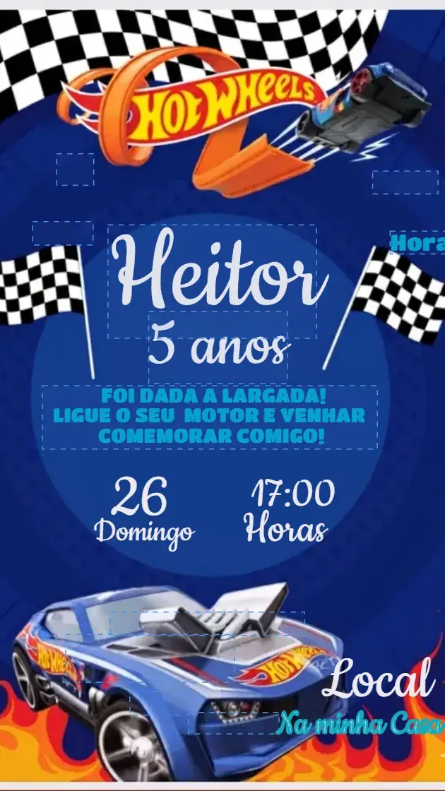 Convite Digital Carros Hot Wheels
