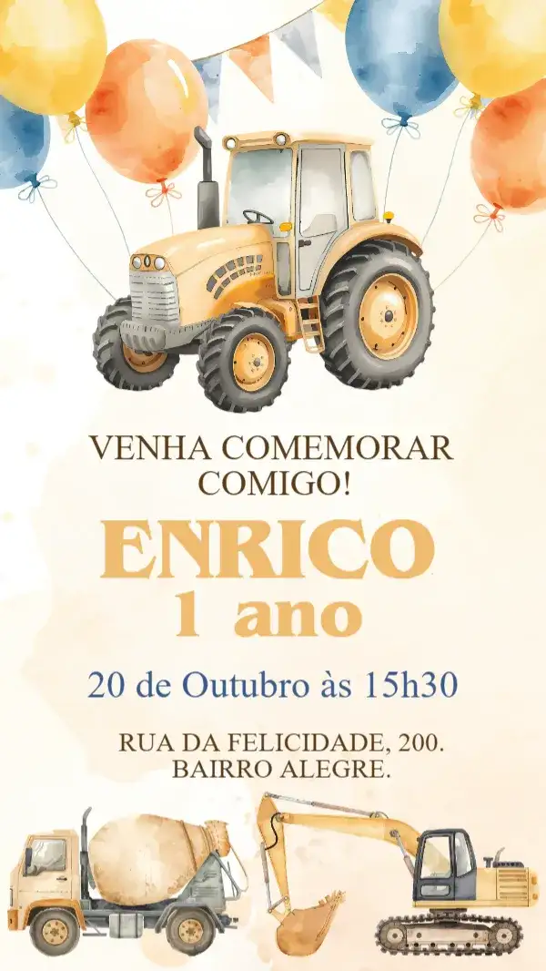 Invitación digital construcción acuarela