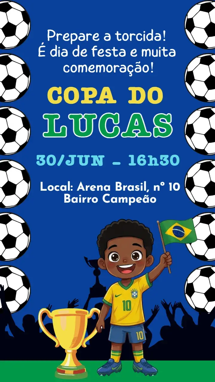 Convite digital Copa do mundo Brasil Futebol