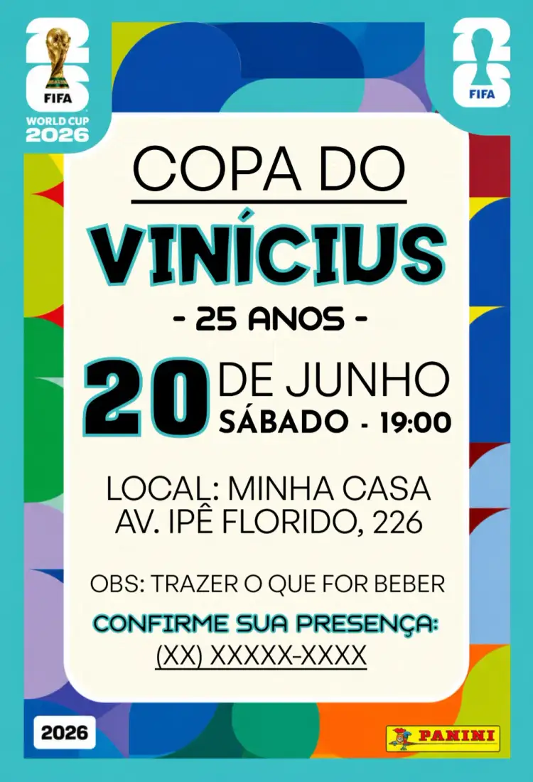 Invitation Digital Invitation FIFA World Cup 2026 – Birthday theme soccer, vibrant, modern, themed, colorful
