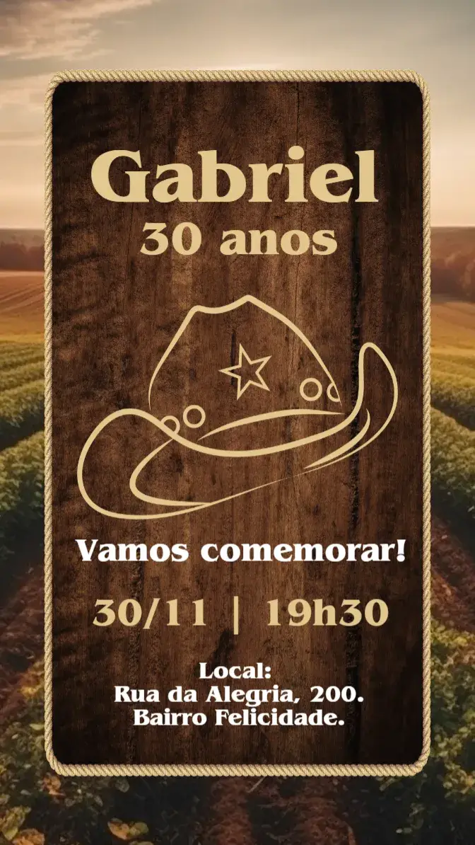 Invite Digital Cowboy Country Agro Invitation editable and customizable