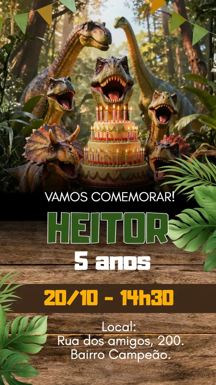 Invitación digital Dinosaurios