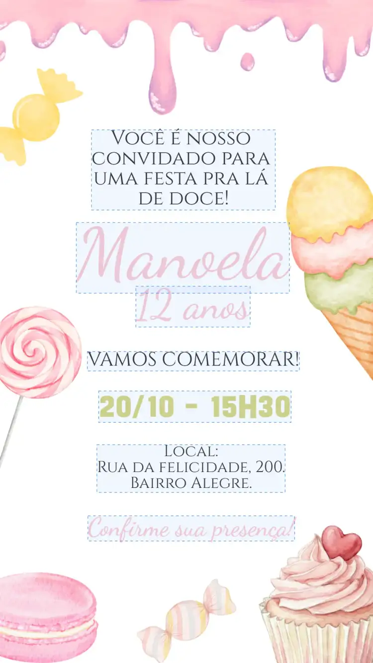 Convite digital doces aquarela candy color