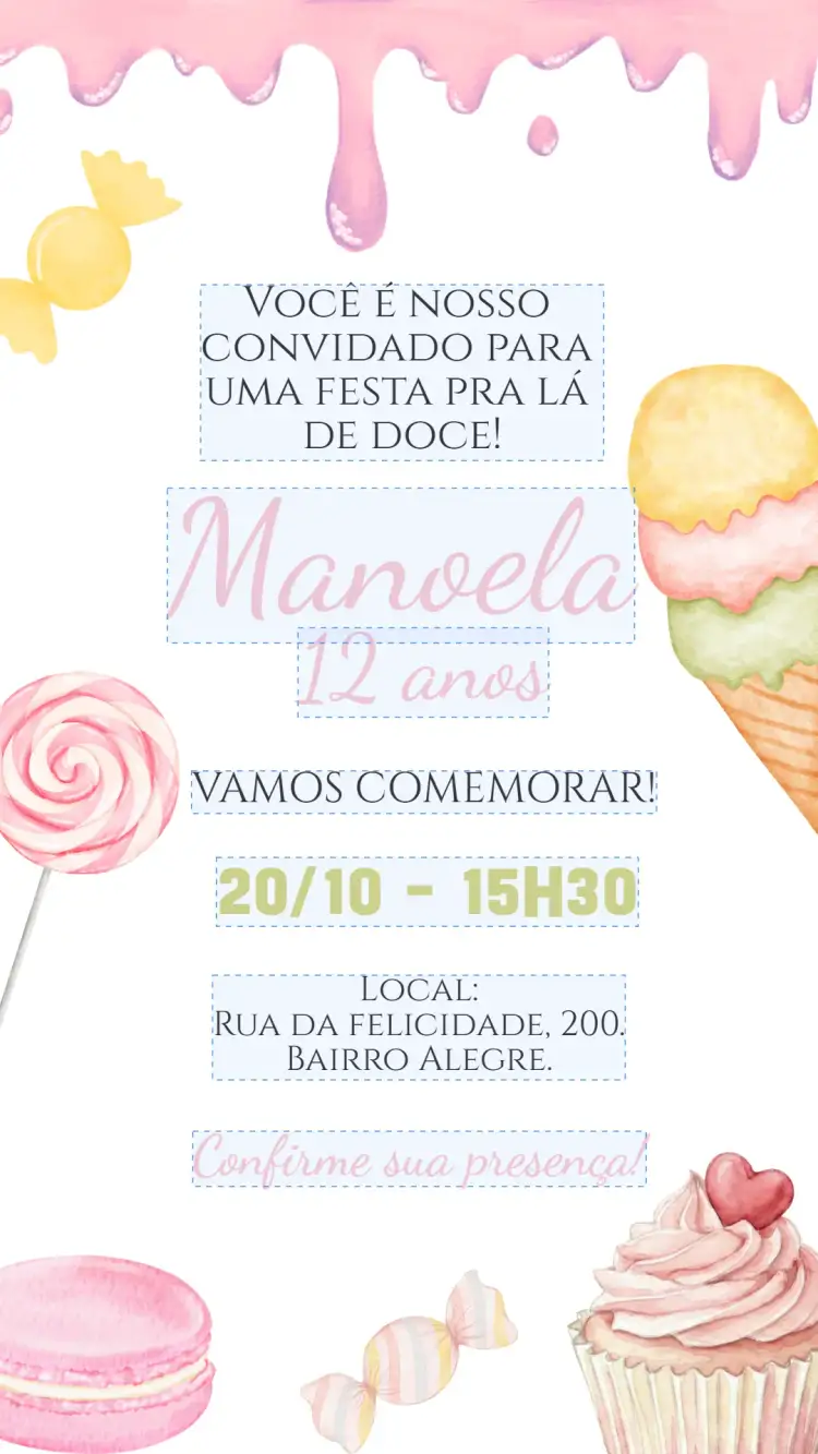 Invitación Convite digital doces aquarela candy color – tema Aniversário Infantil candy color, aquarela, delicado, festa temática, colorido, infantil