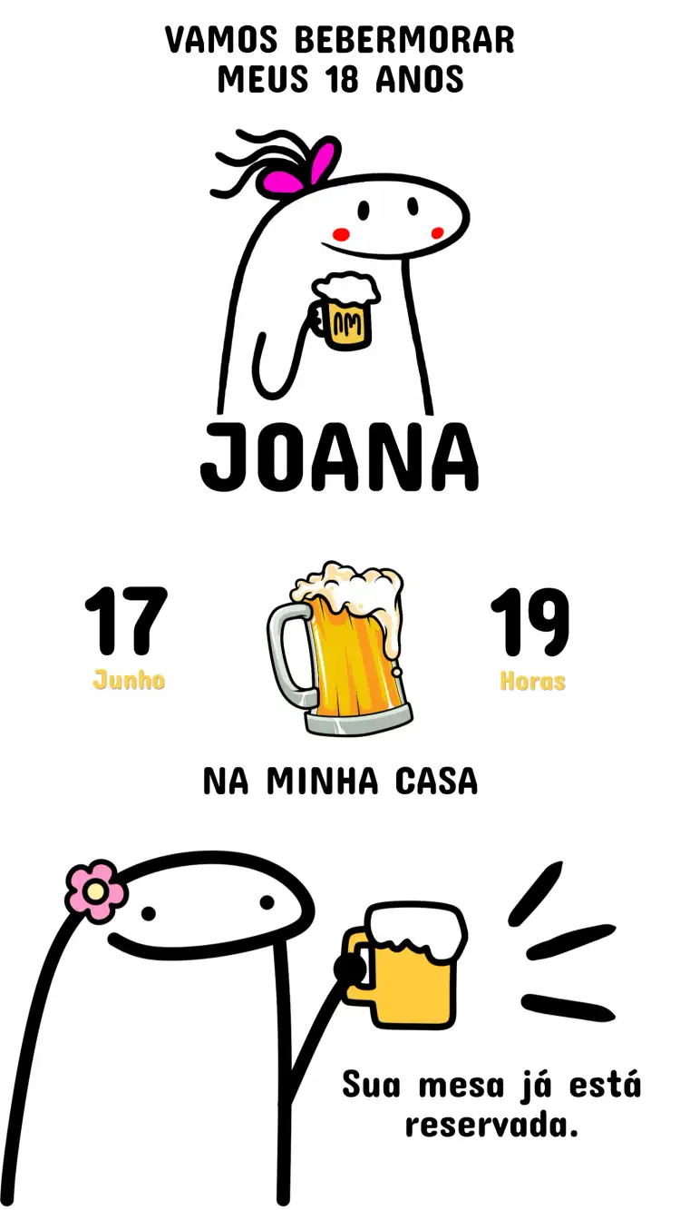Convite Digital Flork Aniversário Adulto - Editável e Personalizado