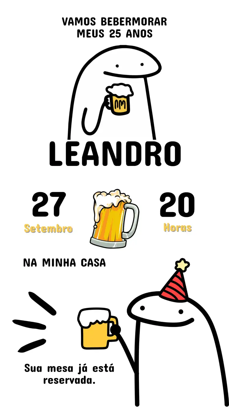 Convite Digital Flork Aniversário Adulto - Editável e Personalizado