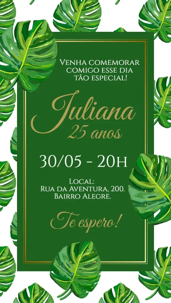 Convite digital Folhas Tropical