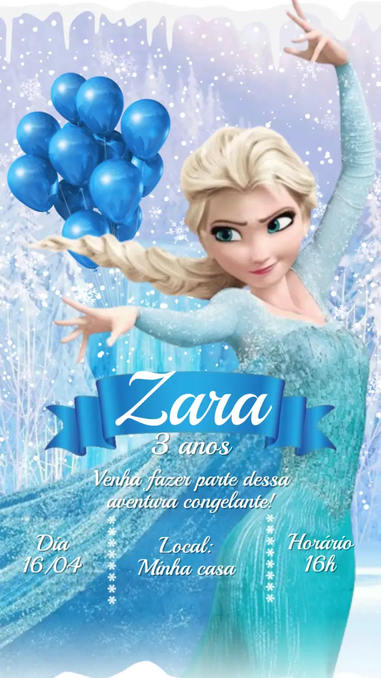 Convite Digital Frozen Barby Infantil - Editável e Personalizado