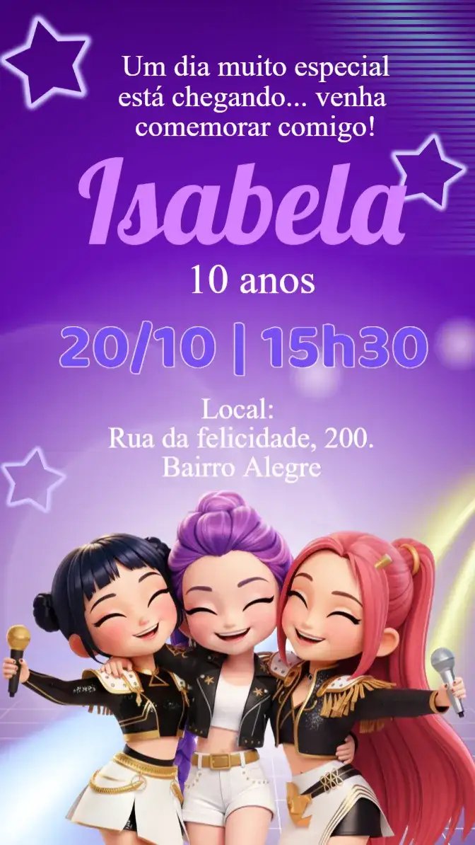Convite digital Guerreiras do K-Pop