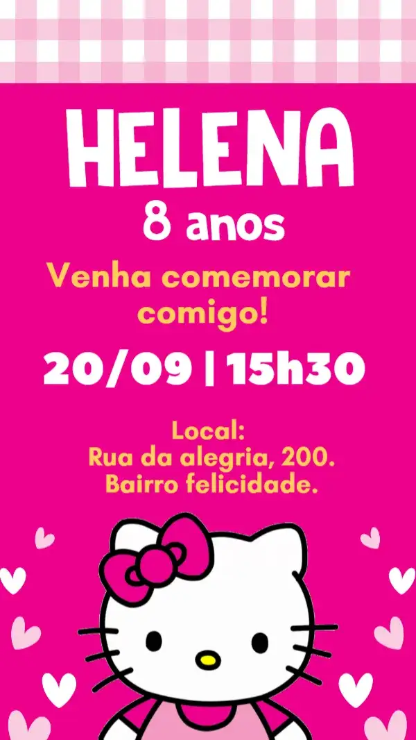 Invitation Hello Kitty Digital Invitation – Kids' Birthday Party theme pink, fun, colorful, childish, Hello Kitty themed