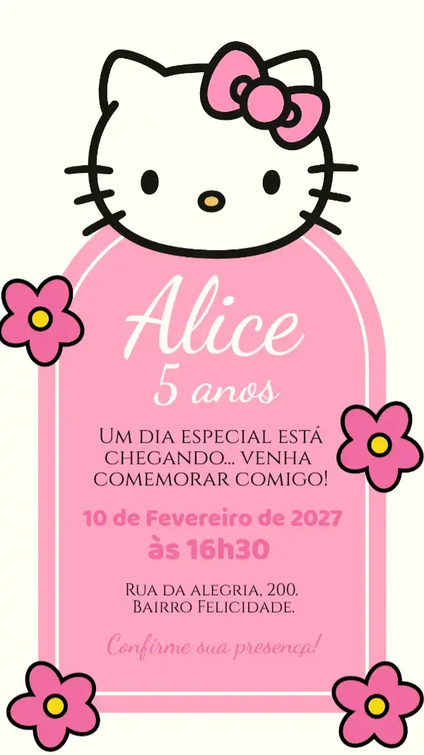 Convite digital Hello Kitty