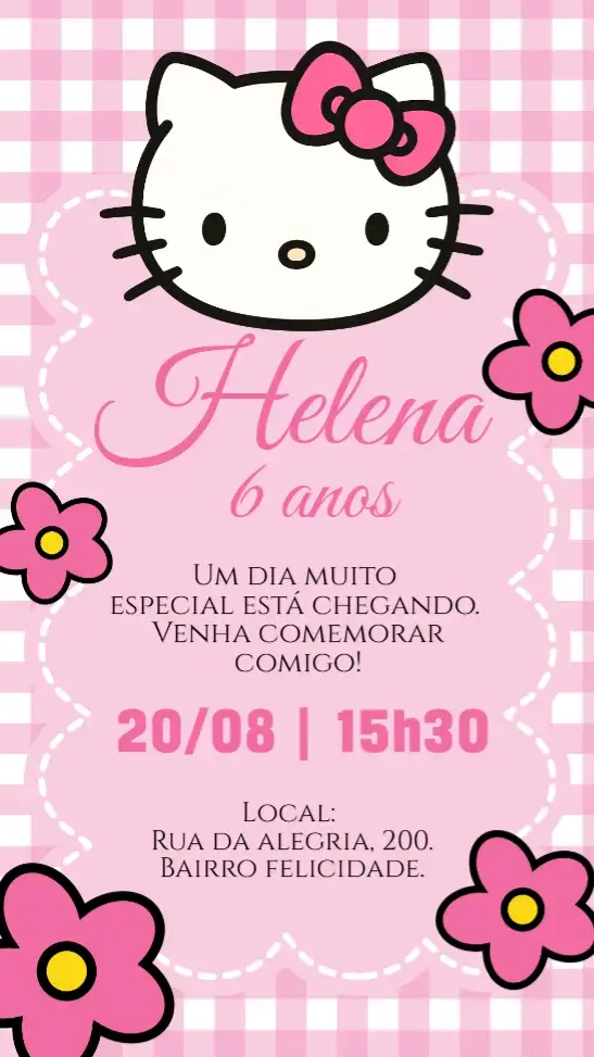 Pink Hello Kitty digital invitation
