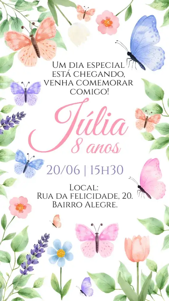 Convite digital Jardim das borboletas