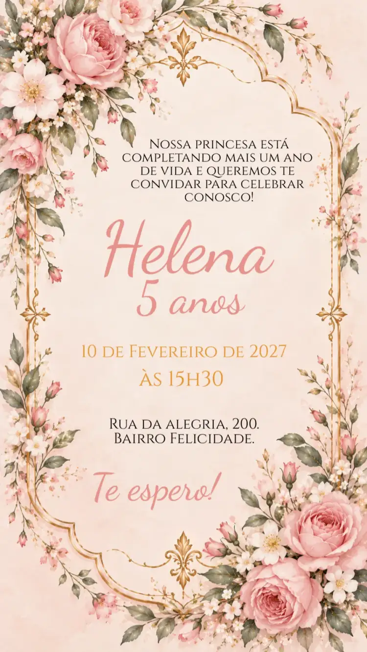 Invitation Convite digital Jardim encantado floral – Aniversário Infantil theme floral, delicado, colorido, jardim, sonhador, infantil